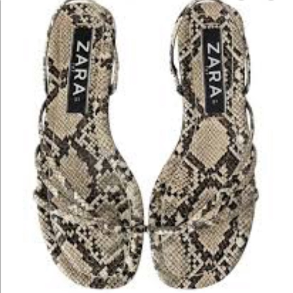 Zara Shoes - Zara Snakeskin Slingback Flat Sandal
